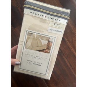 Palais Royale Hotel Collection Full Bed Skirt Beige Ivory Cotton 18" Drop 400TC